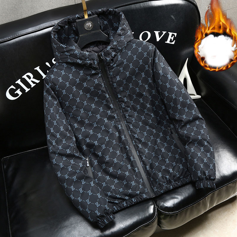 Free Shipping Designer Winter Trend Mens Cotton Coat with Additional Cotton Padding and Hood Comfortable and Warm Cotton Coat