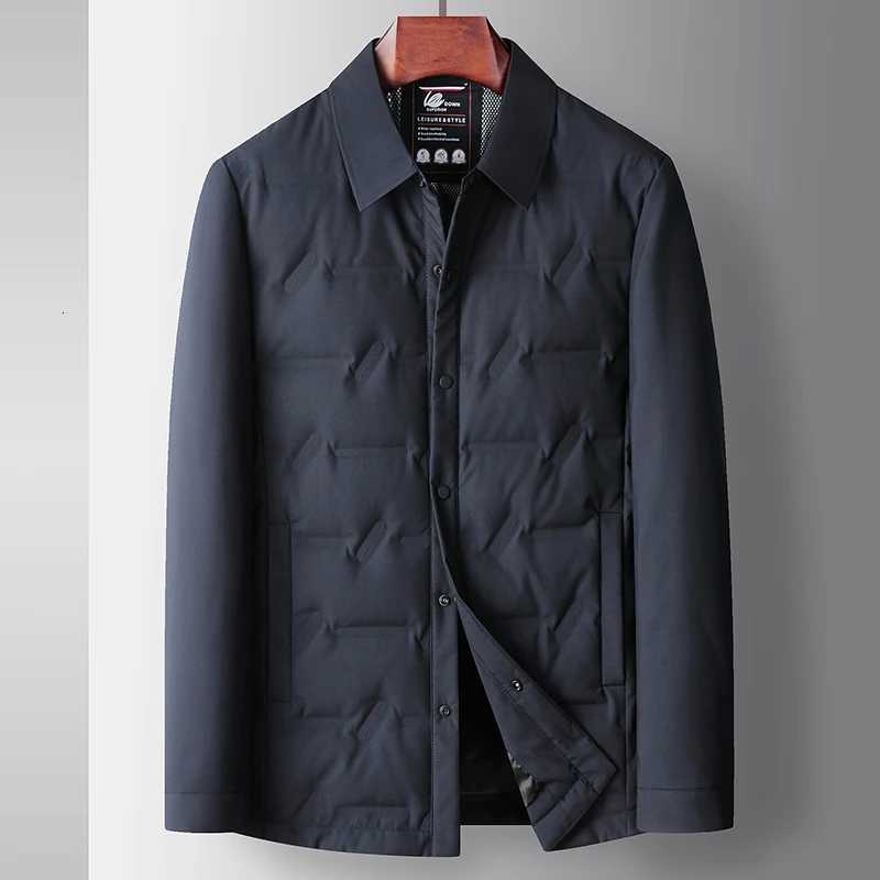 Mens Lightweight 90% White Duck Down Jacket 2025 Autumn Winter Casual Warm Puffer Coat Outerwear Solid Color Padded Parka Clothes W250722