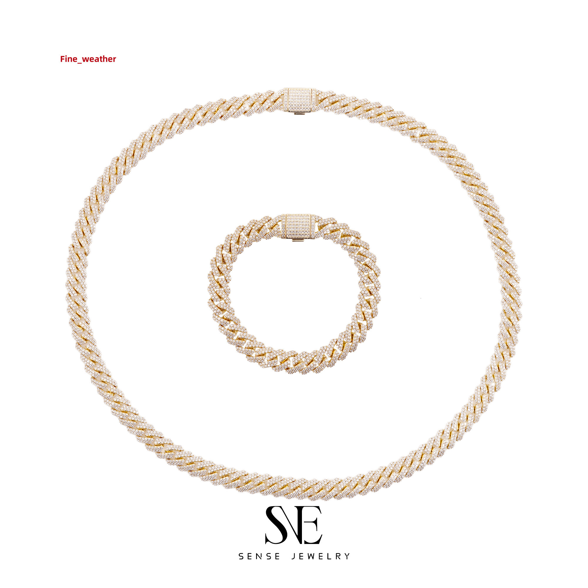 Elegant Durable Handcrafted Hip Hop Miami Cuban Link Wedding Jewelry Set Moissanite Bracelet Bangle