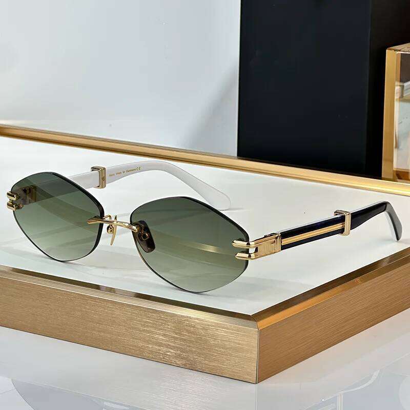 Original Special Shaped Black Gold Rimless Sunglasses for Male DUCER I High Street Boundless Acetate Solar Glasses Men