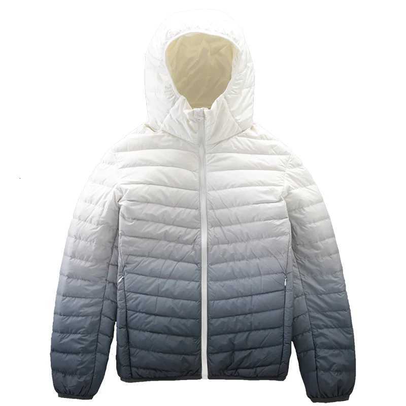 Top Grade Gradient Color Mens Hooded Puffer Jackets 2023 New Winter 90% White Duck Down Men Ultra Lightweight Warm Down Coats W250722