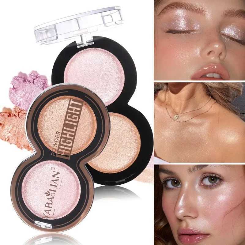 2 Tone Highlight Powder Gloss Glitter Highlight Contour Palette Natural High Gloss Contour Concealer Cheek Color Lasting Light W250722