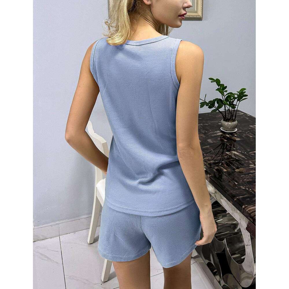 New Loose Home Vest Casual Sports V-Neck Summer T-Shirt Women's Set Trendy B5