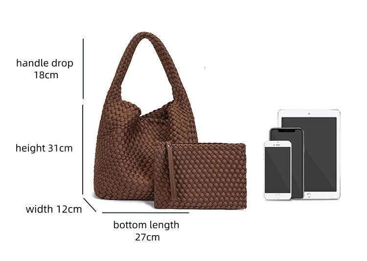Neoprene Weave Fashion Hobo Handmade Woven Casual Female Handbag Large Capacity Tote Women Shoulder Bag