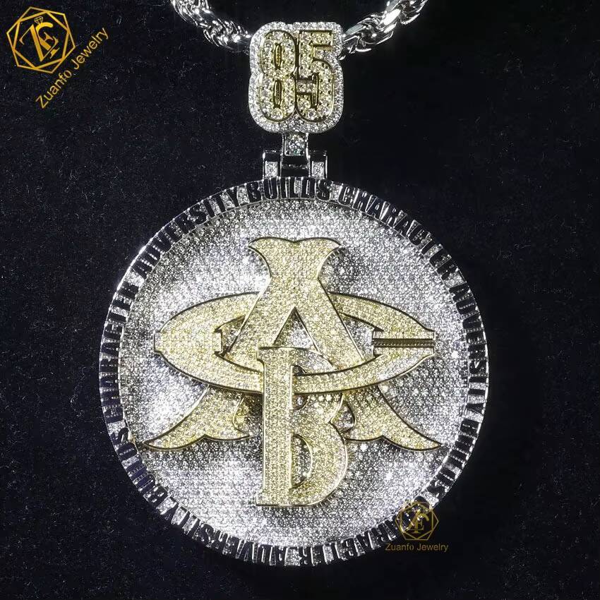 Custom Hip Hop Jewelry Moissanite Diamonds Necklace Pendant Initial Letter 925 Silver Iced Out Pendants