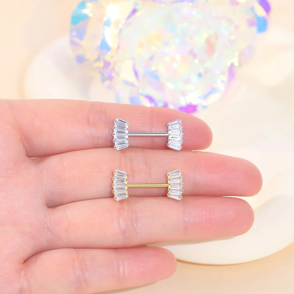 1Pc G23 Nipple Piercing Bar for Women 14G Internal Thread Crystal Flower Nipple Shield Ring Barbell Sexy Jewelry 250722