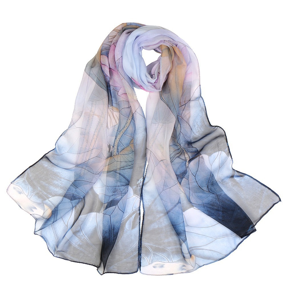K1436 Georgette medium-length silk scarf wholesale printed scarf summer sun protection shawl dance versatile
