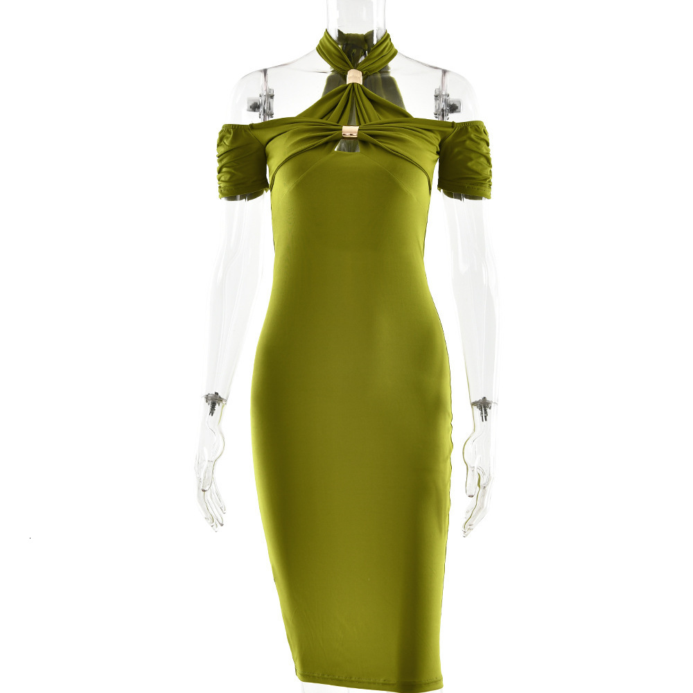 ins2025 Summer Elegant Halter Neck Slim Dress Sexy Backless Sleeveless Bodycon Long Dress for Women 210309