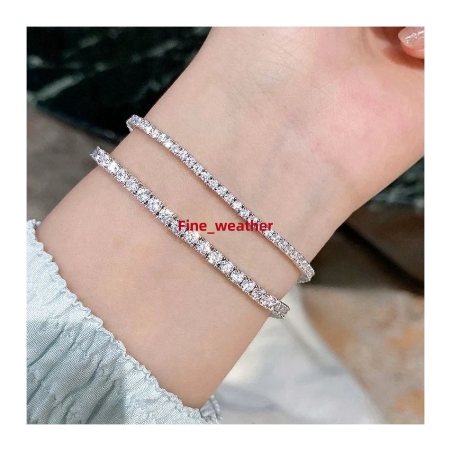 Factory Wholesale S925 Sterling Silver Tennis Chain Bracelet Necklace 2mm 3mm 4mm 5mm 6mm VVS Moissanite Tennis Chain