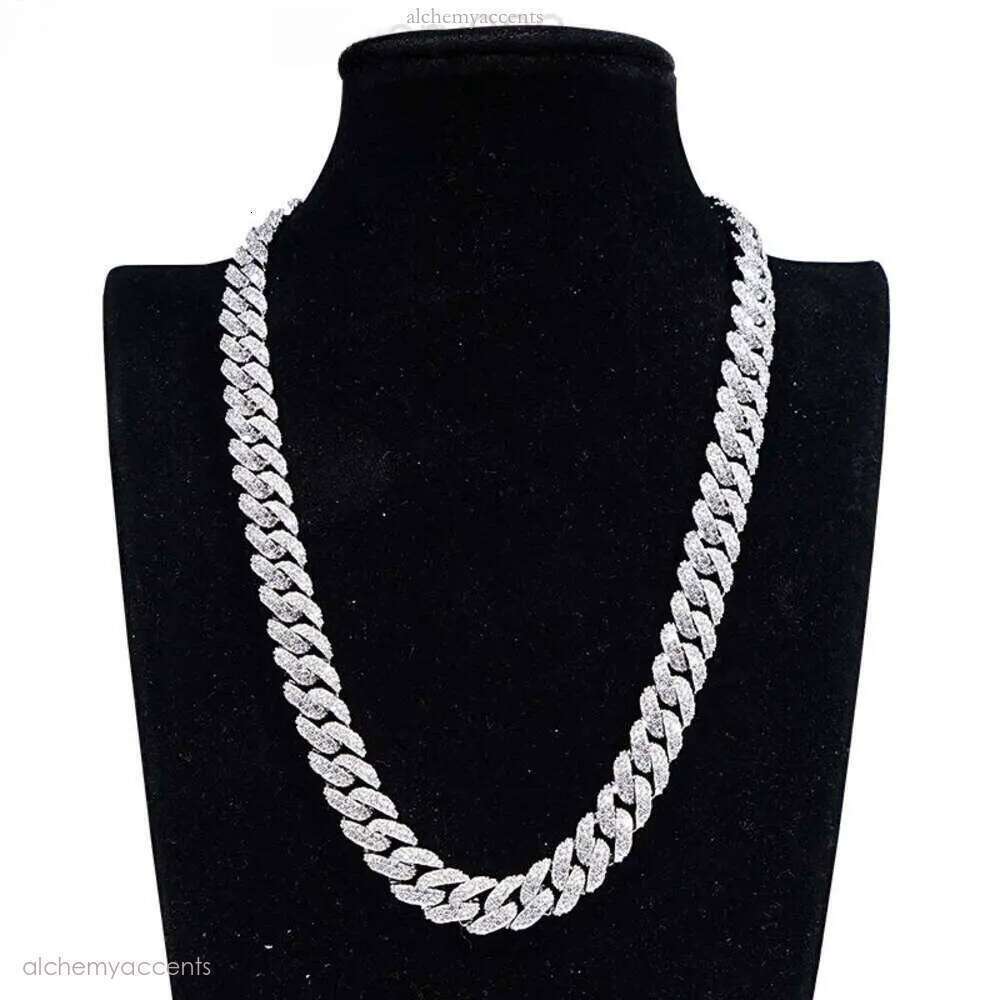Moissanite Dia Cuban Chain Link Necklace Factory Custom Men Hip Hop Iced out 18inch Solid 20mm cubin chain