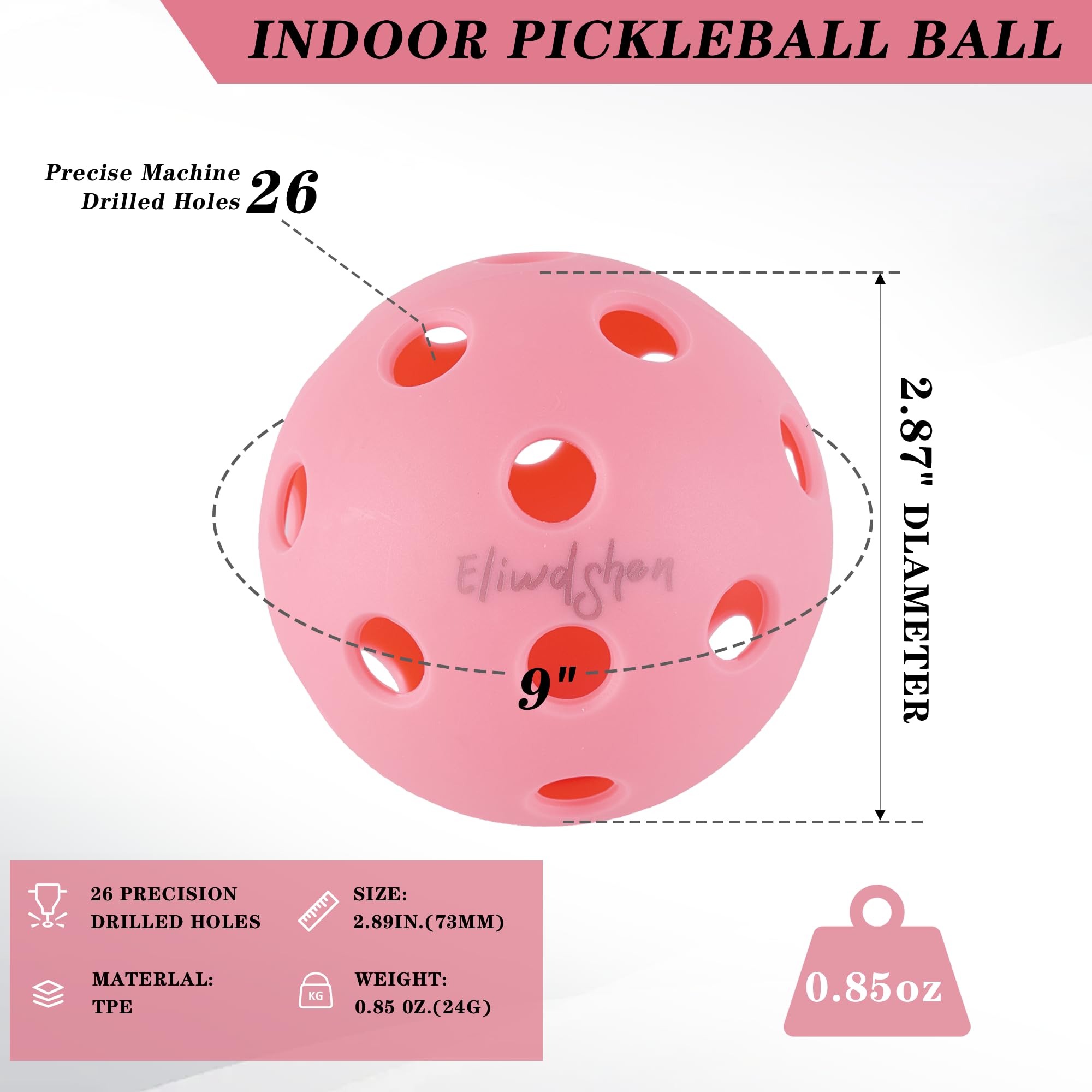 Pickleball Balls Set - 6 Pack, Outdoor & Indoor Use, Perfect for Paddle Rackets Games