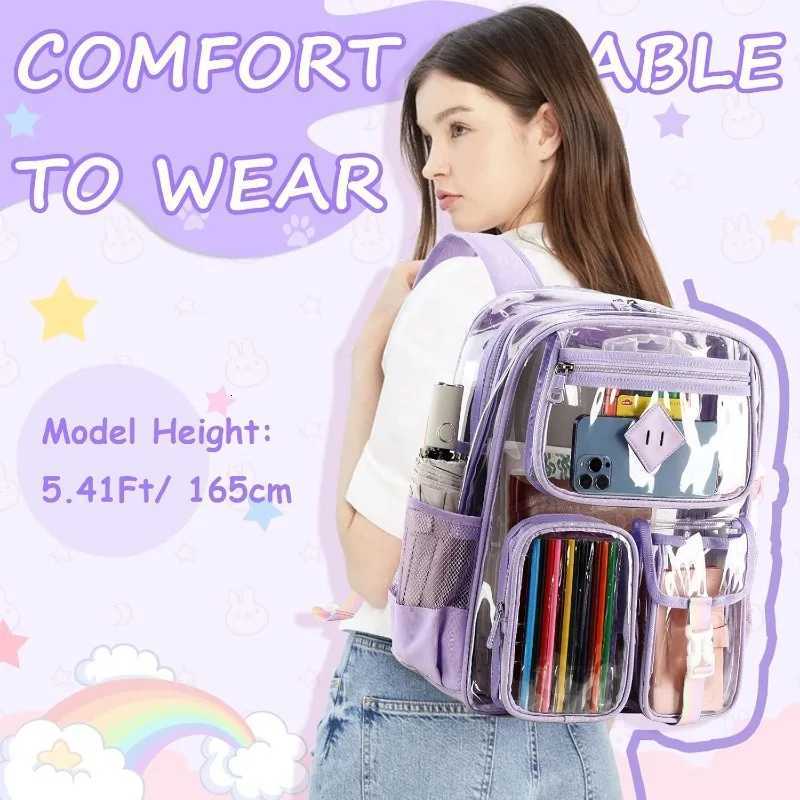 Clear Backpack for School Girls Large Capacity Waterproof School Bag Fi Transparent PVC Backpack for Primary School Students Y250722