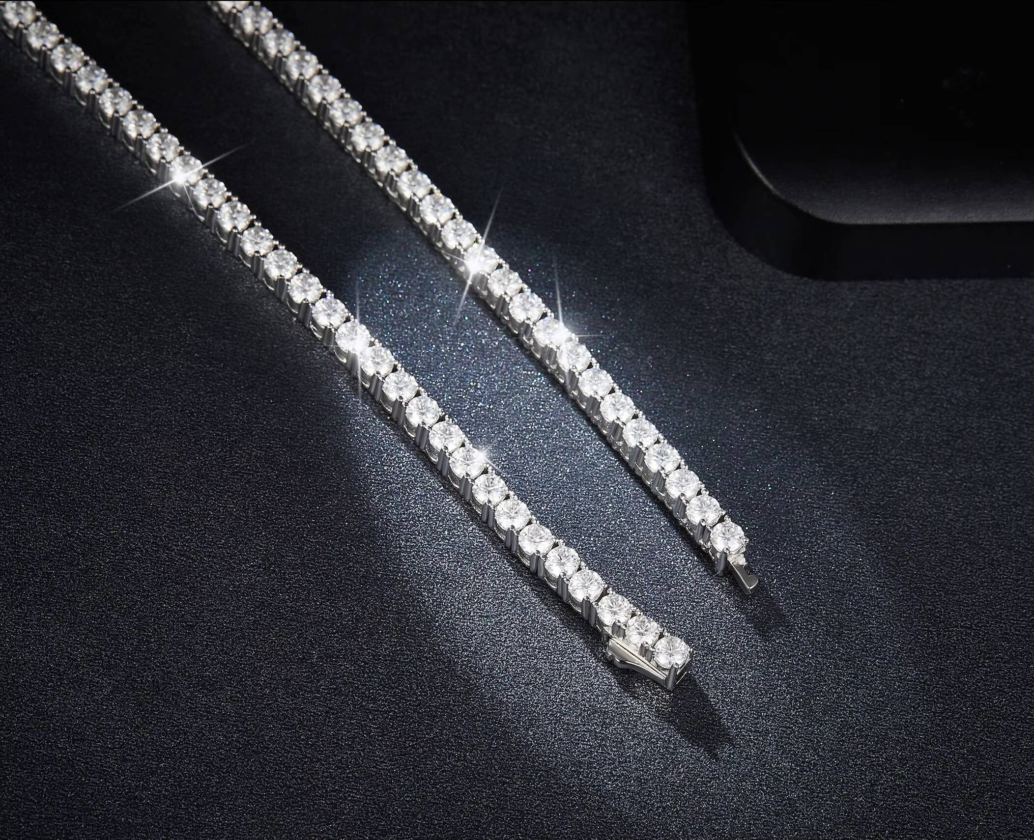 925s 18K Gold Plated Tennis Necklace for Men 4mm White Moissanite for Wedding Gift Stylish Womens Moissanite Tennis Necklace