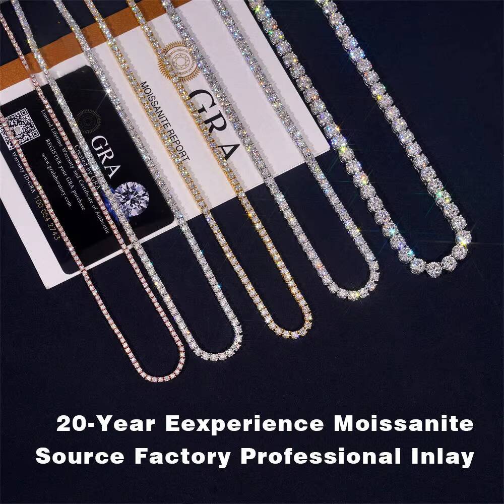 Luxury Men Women Hip Hop Fine Jewelry Colares 2MM 3MM 4MM 5MM Diamond S925 Silver Iced Out Vvs Moissanite Tennis Chain Necklace