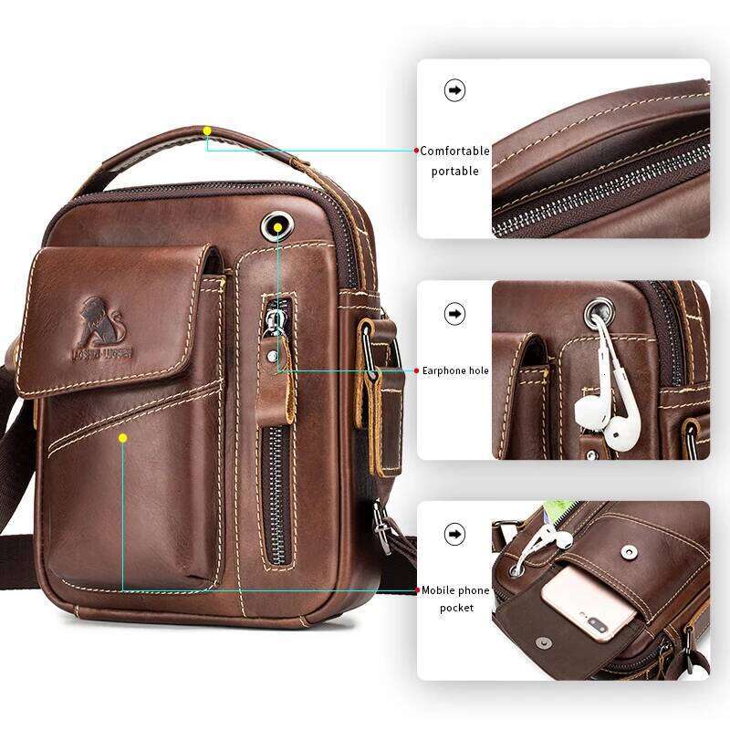 Men's leather shoulder multifunctional and high-capacity cowhide crossbody bag, handbagtote bagluxury bag