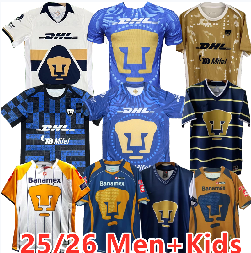 4XL UNAM 2025 2026 Soccer Jerseys Men Home Away Goalkeeper Jersey LIGA MX Player Version White R.FUNES MORI C.HUERTA A.AVILA U.RIVAS Uniforms Men kids kit Football Shirt
