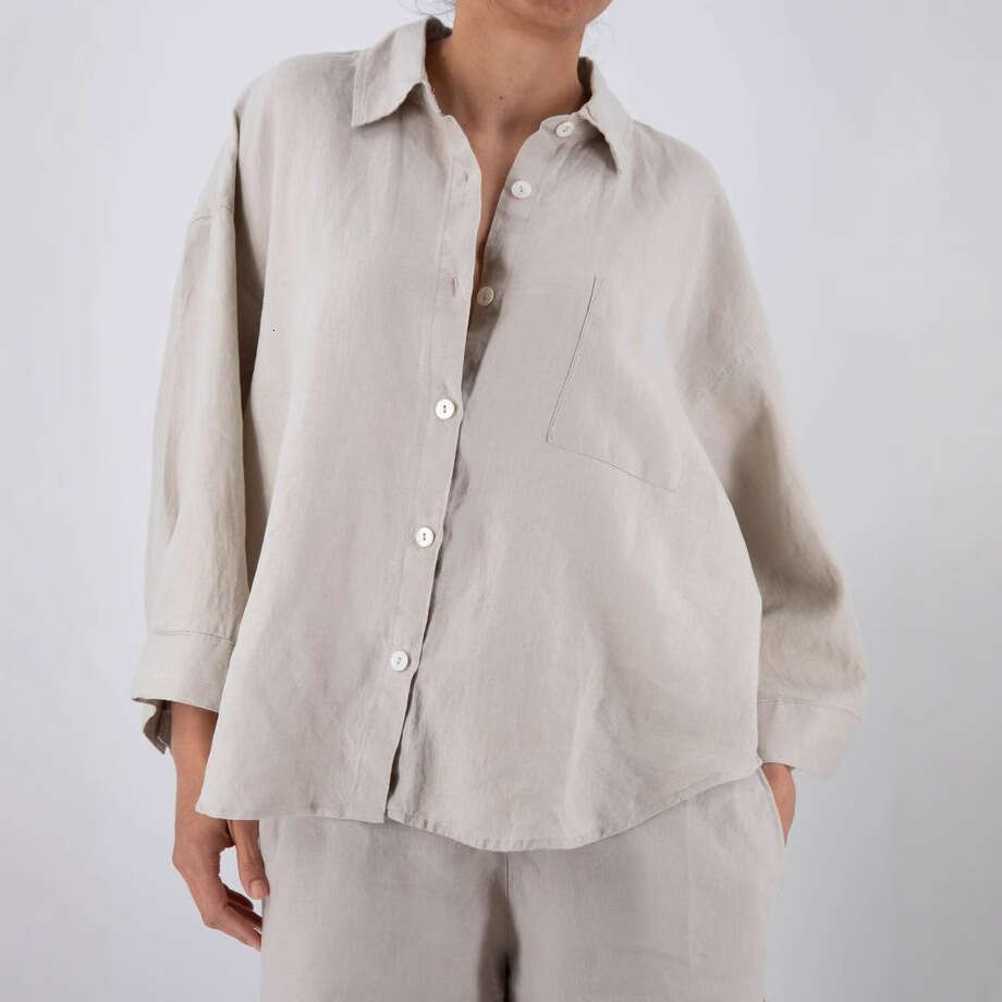 American Style Cardigan Long Sleeve Shorts Spring Summer Outerwear Simple Solid Color Casual Set For Women B5