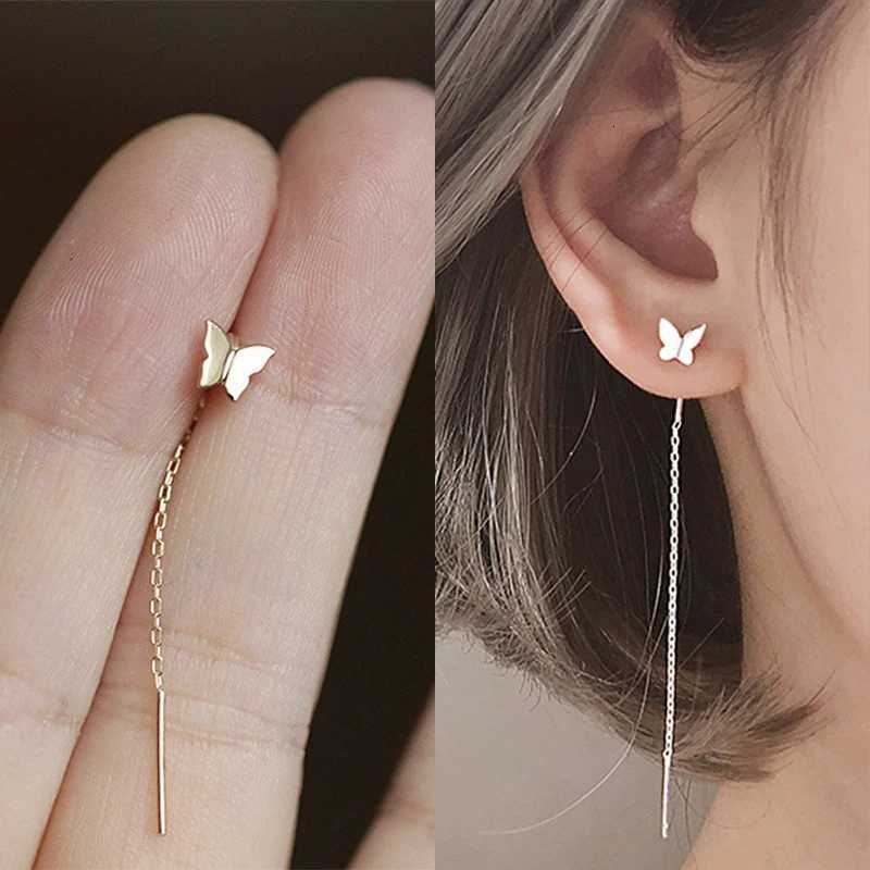 LATS Trend Long Wire Tassel Thread Chain Climbing Star Heart Beads Pendants Drop Earrings Womens Straight Hanging Earrings Jewelry XJ250722