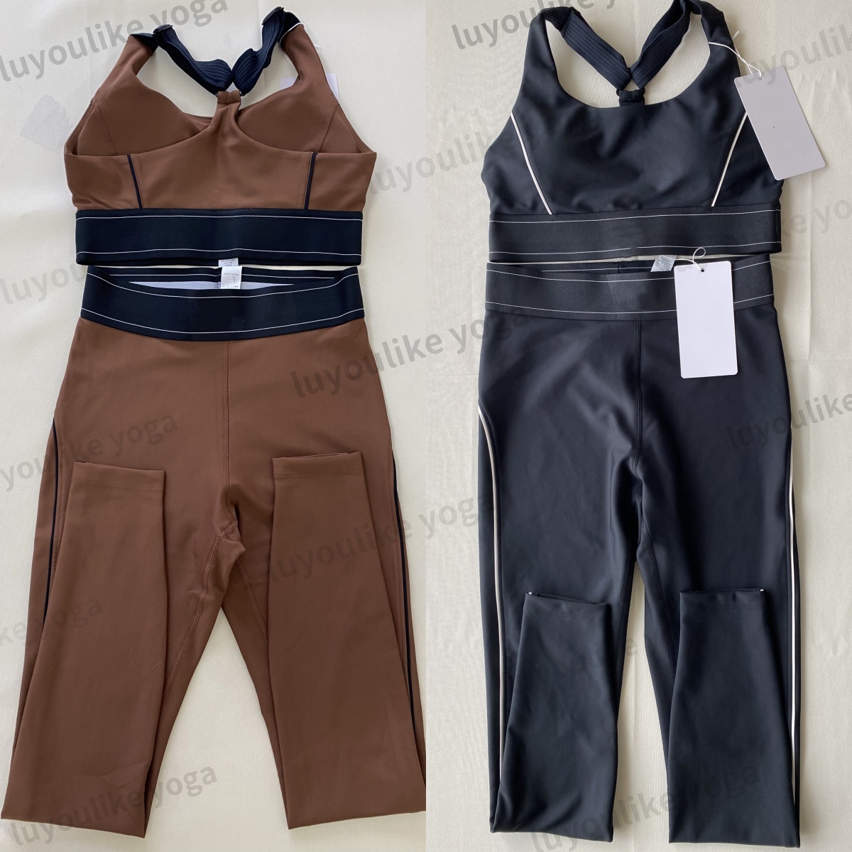 O010 Yoga Suit Womens Summer Adjustable Shoulder Strap Shock-proof Sports Bra Elastic Waist Training Yoga Pants Activewear Set