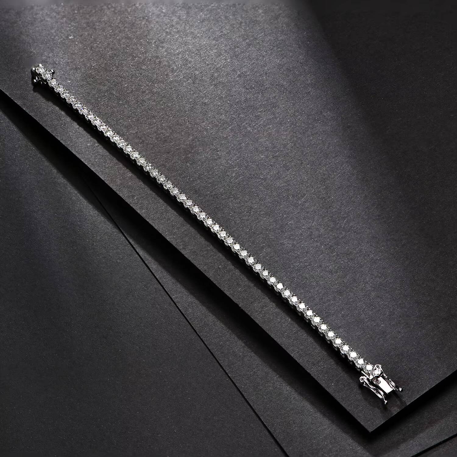 Attagems 3.0mm D Color 925 Sterling Silver Tennis Bracelet 3mm Moissanite Chain Bracelet for Christmas Gift