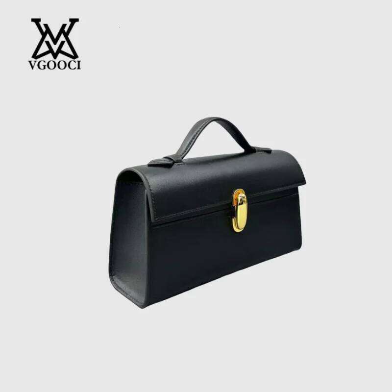 VGOOCI Genuine Leather Solid Color Simple Handbag Small Square Row Bag Women's Suede Savette Baguette bag for women