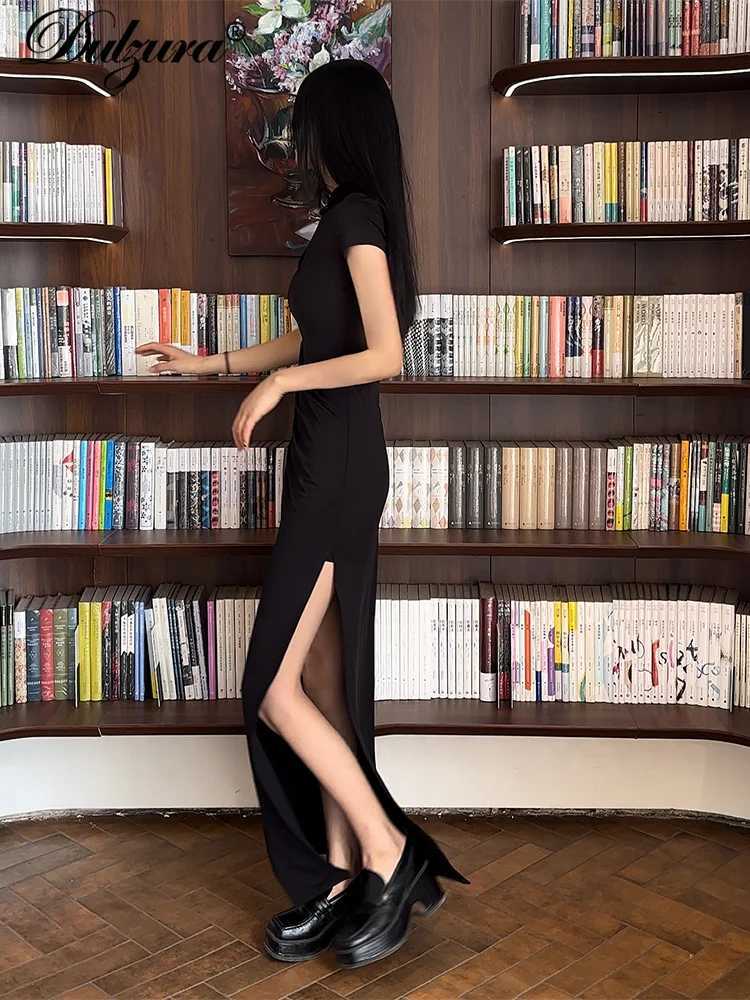 Sweet Ele New Chinese Style Dress Solid Short Sexy Split Midi Dresses Women Clothes Evening Party Cocktail Festival XJ250722
