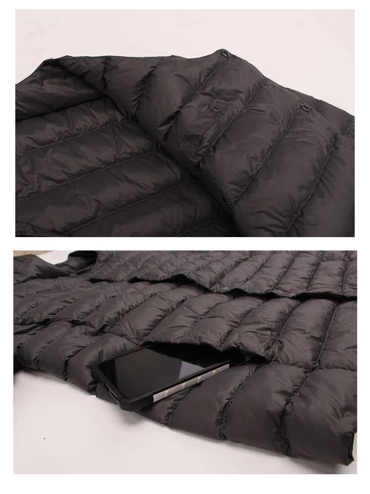 Mens Down Jacket Ultra Light 90% White Duck Down Jacket Men Warm Liner Windproof Round Neck Lightweight Button Mid-layer Jacket W250722