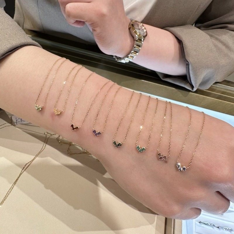 Designer Jewellery High Quality Light Luxury Birthstone Heart Necklace with Month Gemstone Clavicle Chain for All Occasions Gift Textured Elegant Acce