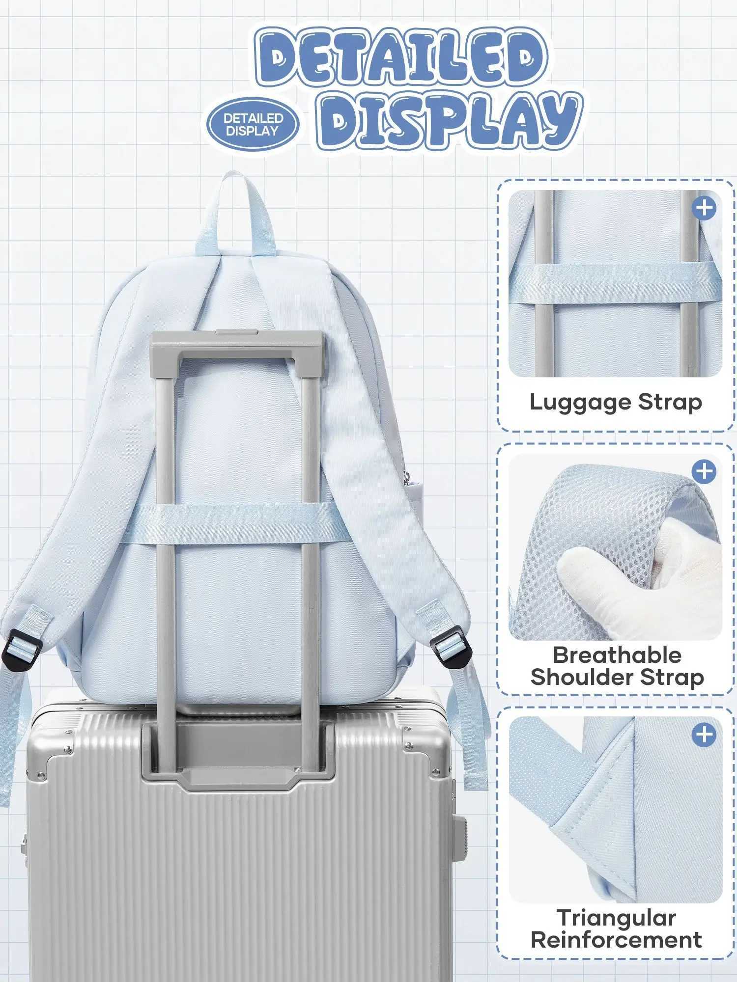 15.6in Laptop Backpack for Teen Girls Cute Bookbag Ahetic for Middle College School Big Student College Wen Y250722