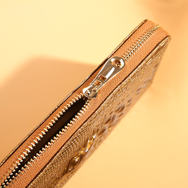 Alligator Head Puller Long Zipper Wallet for Women - Large Capacity Phone Clutch Purse with Multi-Compartment Design