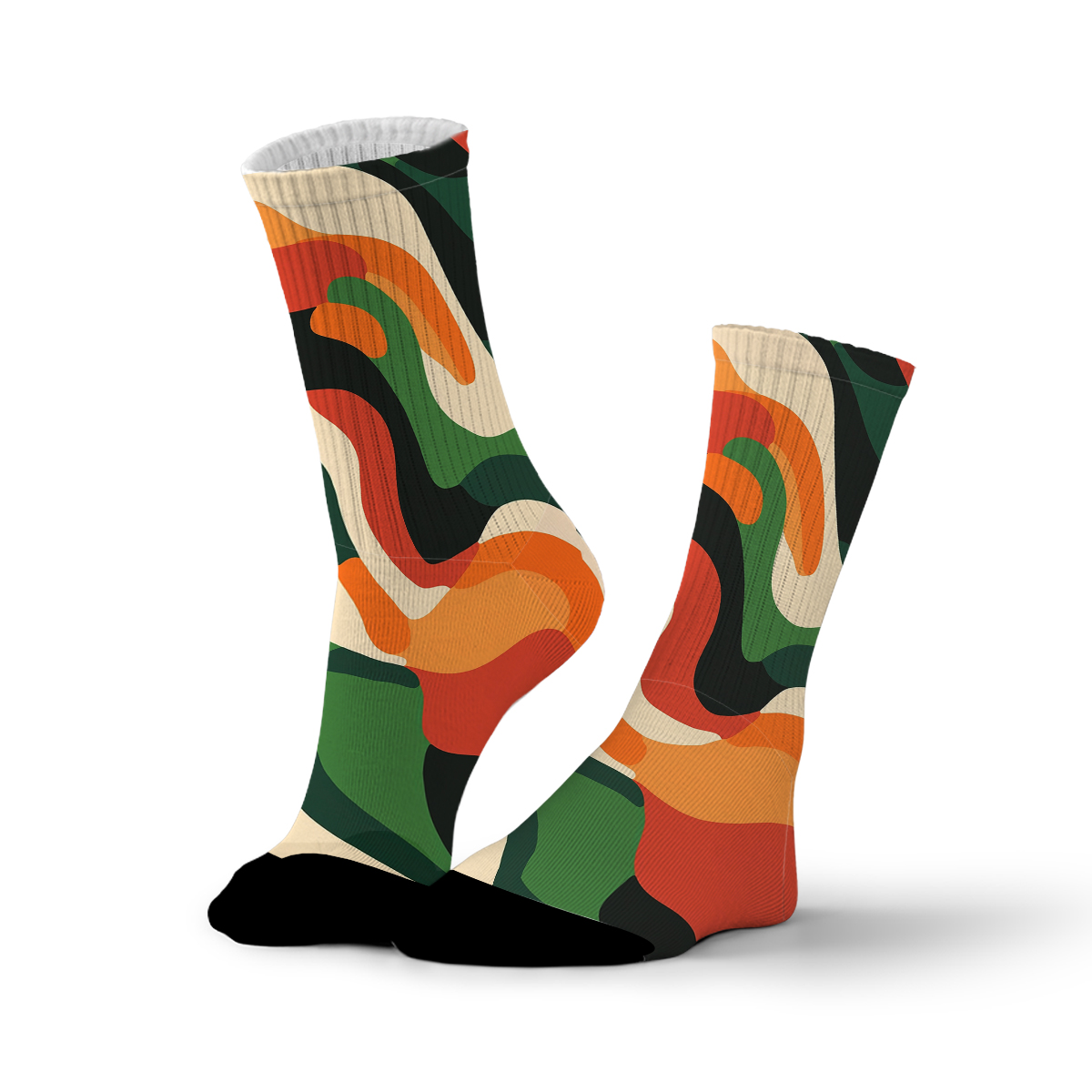 Colorful Abstract Wave - Pattern Unisex Tube Designer Socks C085