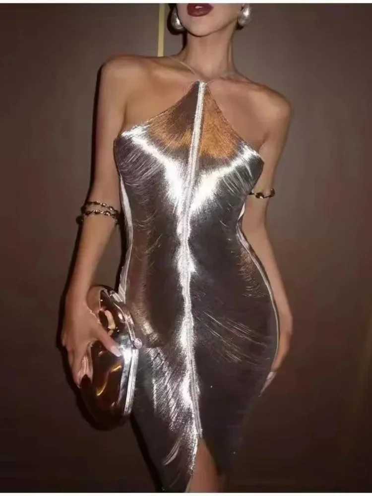 Fringe V-neck Mini Dress Halterneck Vestidos Women Ele Cut Out Short Dress Fashion Patchwork Asymmetric Tassel Decor Dresses XJ250722