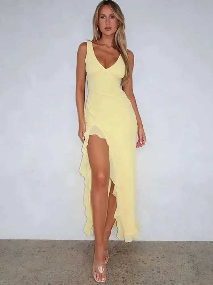 Avrilyaan Ruffle High Split Sexy Dress Women 2024 Evening Dresses Summer Dress Backless Party Long Midi Dress Vestidos XJ250722