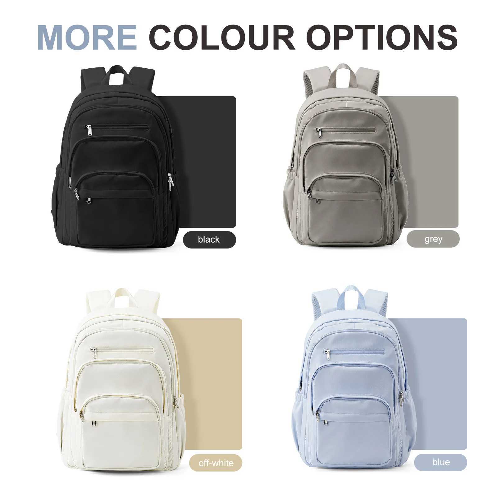 2024 Casual Nyl Backpack Backpack for Women Multi-Pocket Design in Light Blue Durable for School High School and College Bookbag Y250722