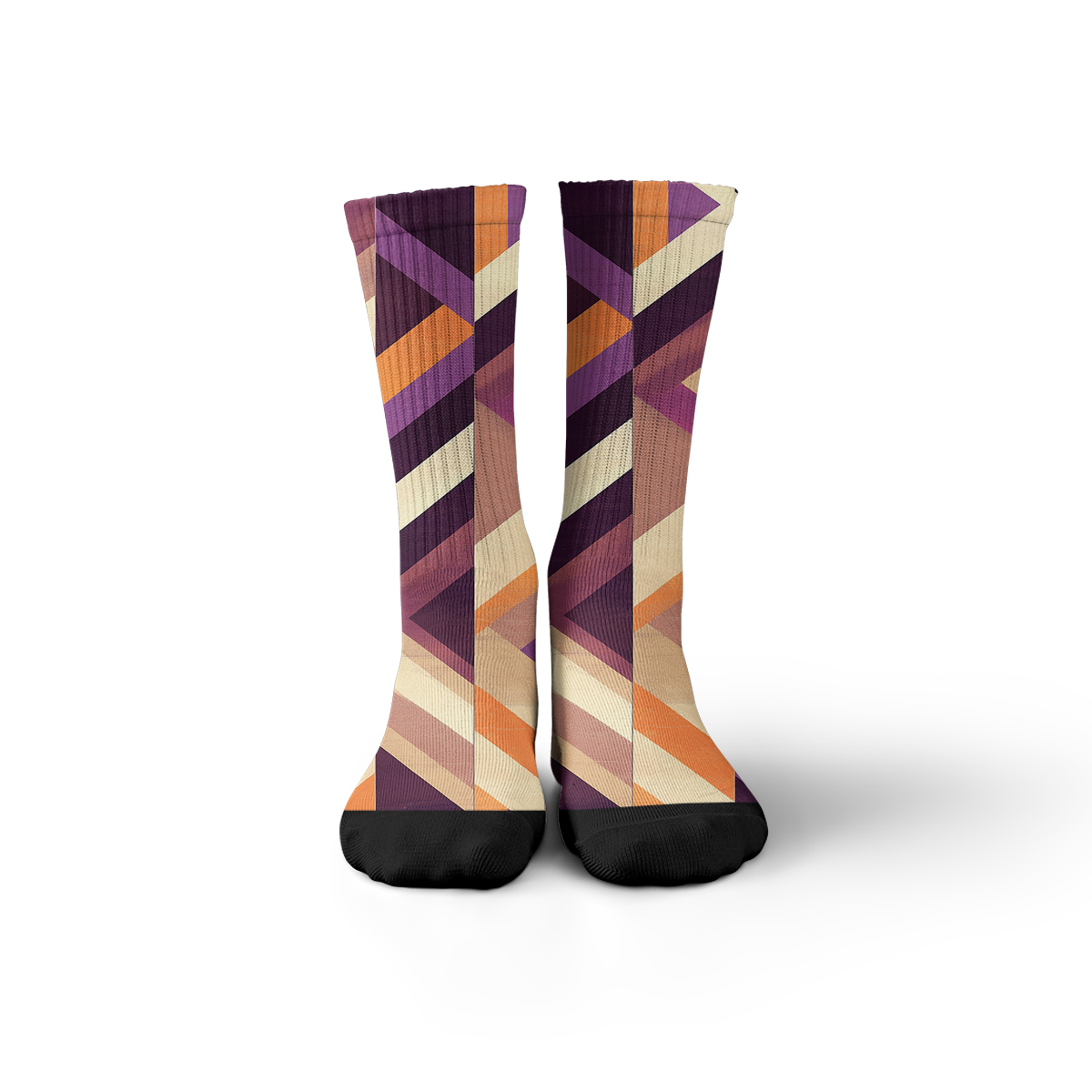 Color - Block Geometric Pattern Unisex Tube Designer Socks C084