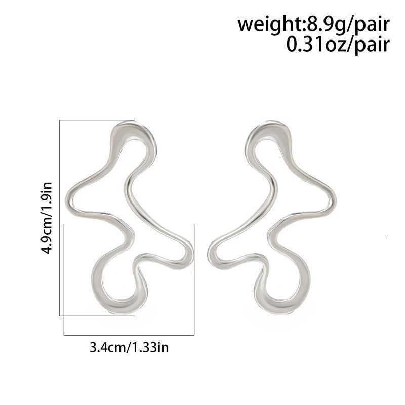 Minimalist Irregular Hollow Geometry Metal Stud Earrings Punk Statement Gold Color Earring Womens Charm Ear Jewelry XJ250722