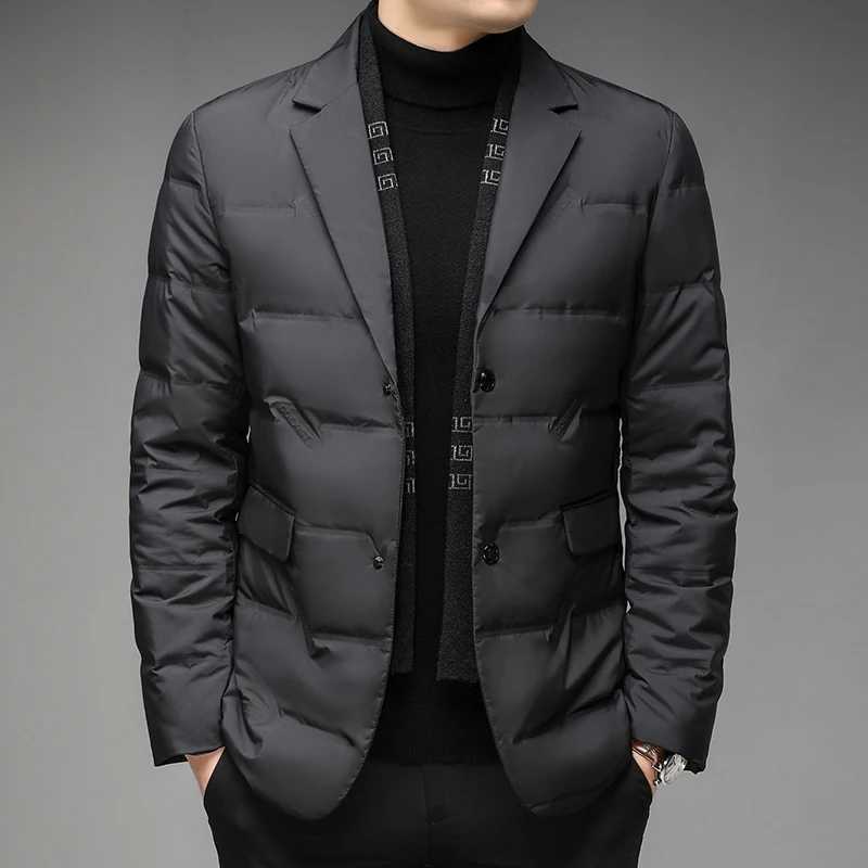 Mens Winter Fashion High-Quality Down Jacket 90% White Duck Down Warm Coat with Removable Scarf Suit Collar M-4XL Sizes W250722