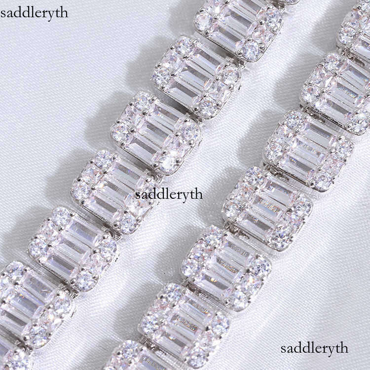 Yu Ying Hip Hop Jewelry Sterling Sier 9mm Width Vvs Baguette Moissanite Cuban Link Chain Necklace