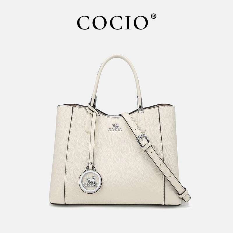 COCIO designer bag High quality genuine leather large capacity tote bag fashionable and versatile crossbody bag black white