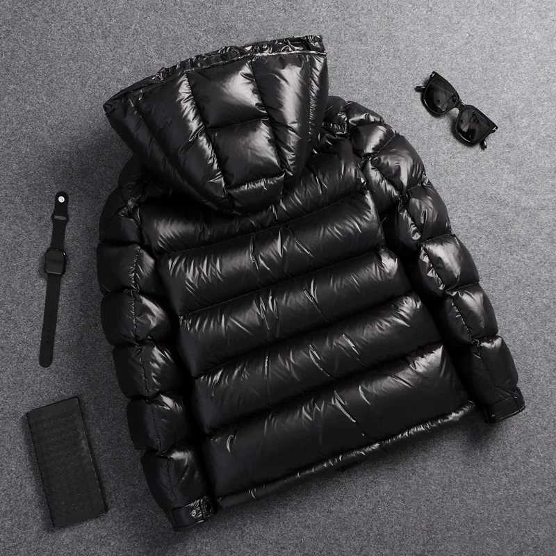 2025 Mens Winter Down Jacket Men Clothes Short Bright Thick White Duck Down Coat Ladies Warm Hooded Outerwear Mens Jacket W250722