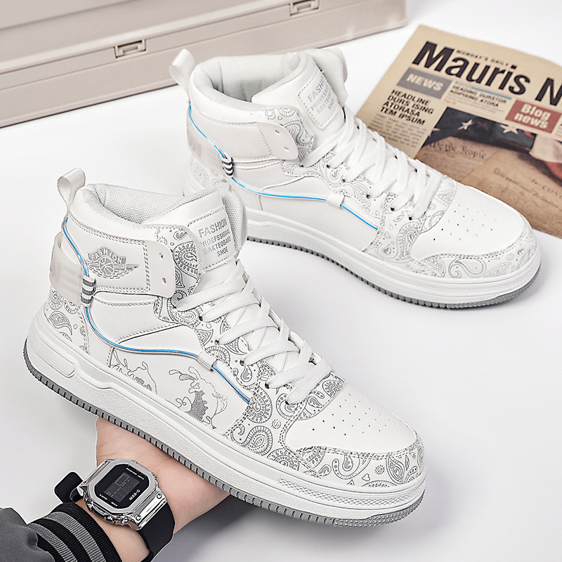Sports shoes men autumn and winter high top leather casual shoes fashion leisure sports shoes sneakers men 2025