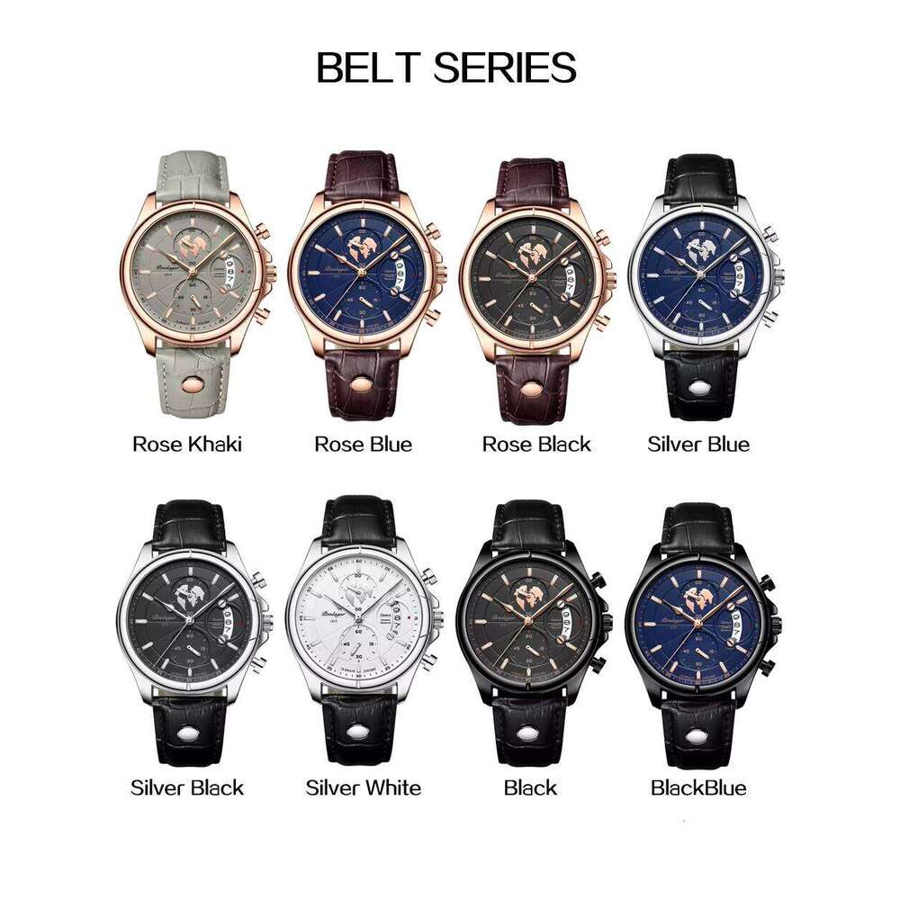 DHwatches POEDAGAR Men's Sports Chronograph Watch - 50M Waterproof, Luminous, Leather Strap, Multifunction Quartz Wristwatch for Active Men