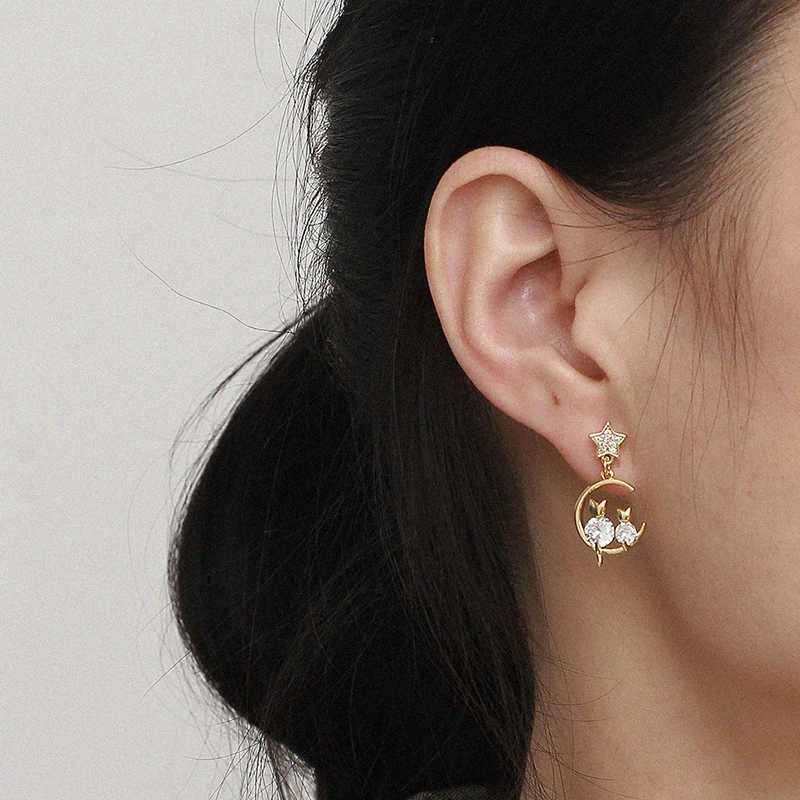 ute Moon Star Drop Earrings Exquisite Rhinestone Earrings Gold Color Fishtail Mini Earrings Womens Fashion Ear Jewelry Gifts XJ250722