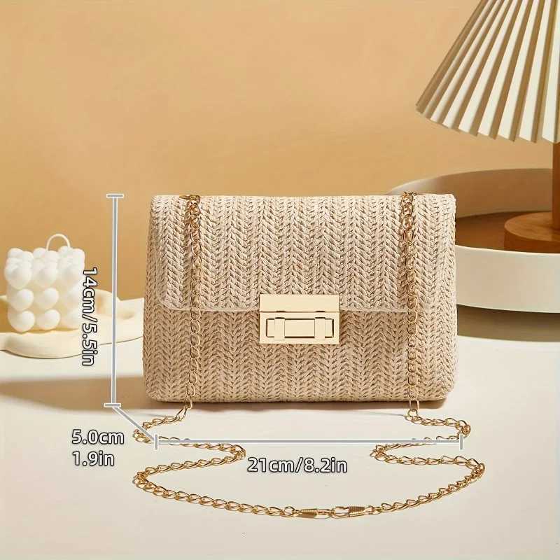 Woven Str Handwoven Mens Shoulder Bag Fi Solid Color Crossbody Purse with Lock Closure Y250722