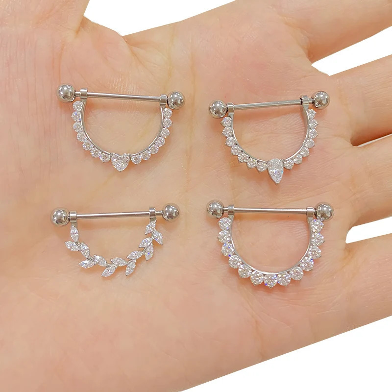 G23 PIERC CZ Paved Hanging Type Nipple Ring Barbell Nipple Hoop Piercing Bar Barbells Nipple Nails14G Piercing Jewelry 250722