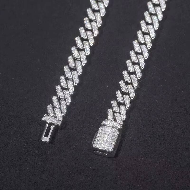 High Quality 6mm 925 Silver Necklace Cuban Chain Men Moissanite Necklace For Men Hip Hop Jewelry Gift