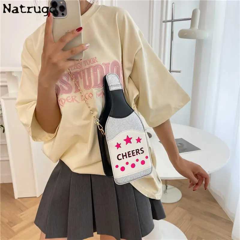 Creative Bottle Shape Chains Crossbody Bags for Women Designer Funny Shoulder Bags Cute Lovely Small Purse And Handbag Y250722