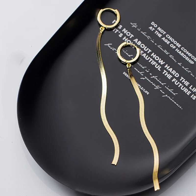 Vintage Stainless Steel Snake Chain Small Hoop Earrings for Women Simple Punk Long Tassel Unique Korean Earrings Wedding JewelryXJ250722