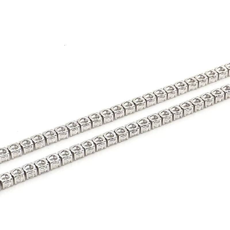 Fine Jewelry VVS Moissanite Tennis Necklace 2mm 3mm 4mm 5mm 6mm Round Cut 925 Sterling Silver Single Row Stone GRA Certificate