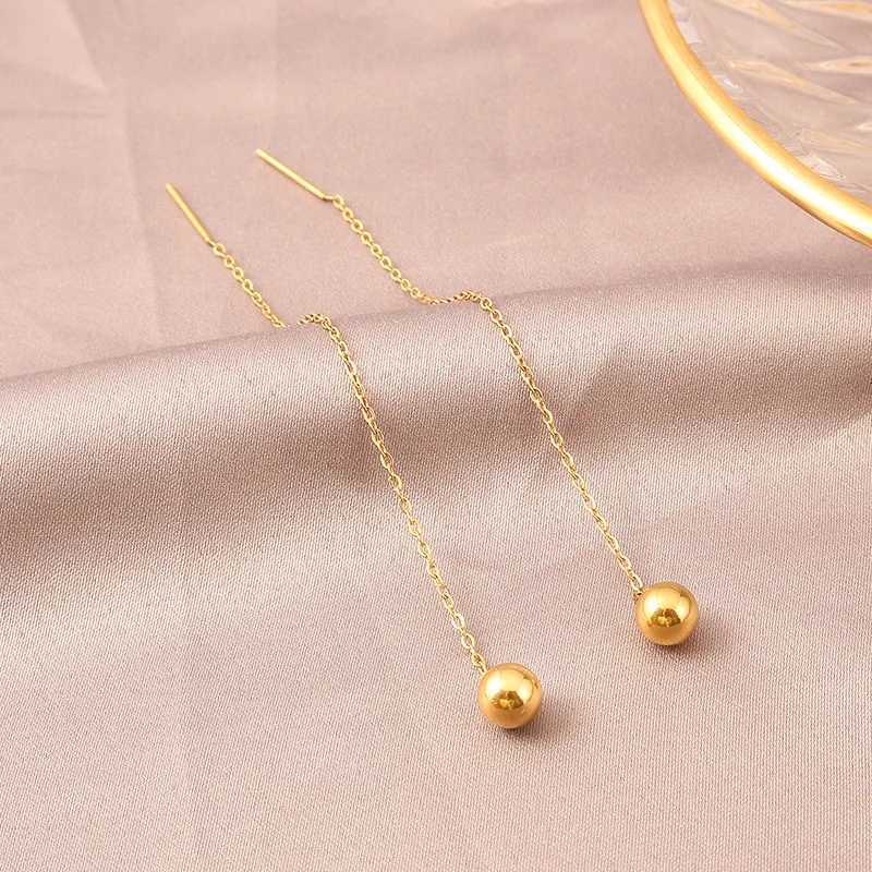 Stainless Steel Gold Color Tassel Bead Drop Earrings Trend Earrings For Women Romantic Gift Party Fashion Jewelry XJ250722